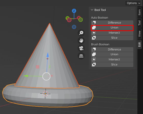 Blender Union button