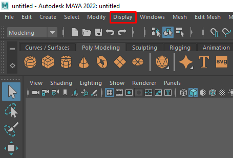 Display option interface Maya